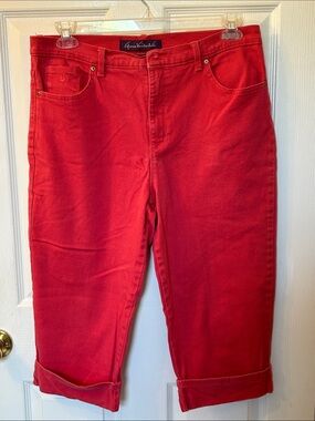 Gloria Vanderbilt coral Cropped denim Jeans cotton spandex size 14